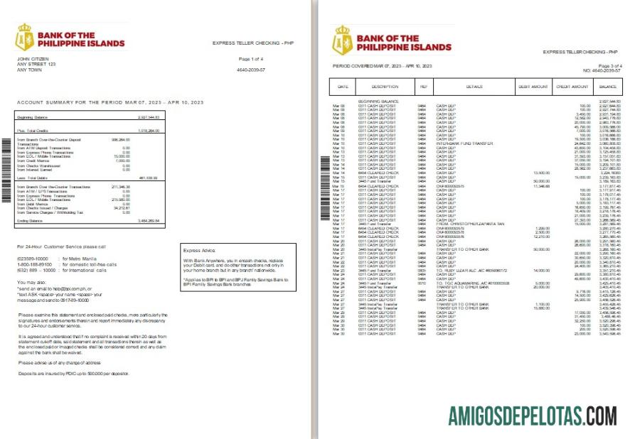 Philippines Bank Of The Philippine Islands Bank St 2 Pages amostra